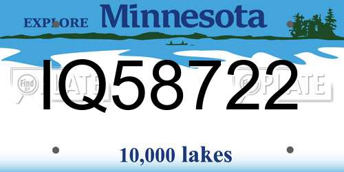 IQ58722 Minnesota License Plate