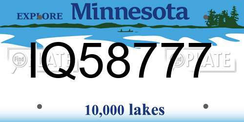 IQ58777 Minnesota License Plate