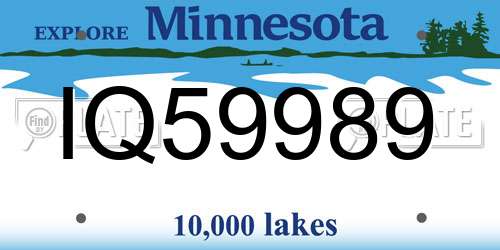 IQ59989 Minnesota License Plate