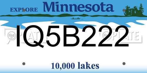 IQ5B222 Minnesota License Plate