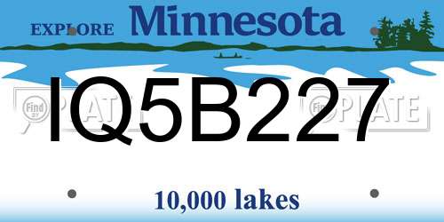 IQ5B227 Minnesota License Plate
