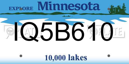 IQ5B610 Minnesota License Plate