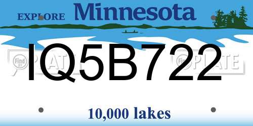 IQ5B722 Minnesota License Plate