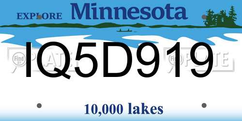 IQ5D919 Minnesota License Plate