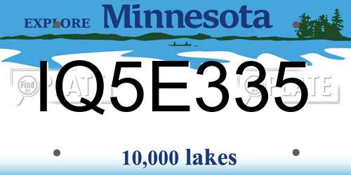 IQ5E335 Minnesota License Plate