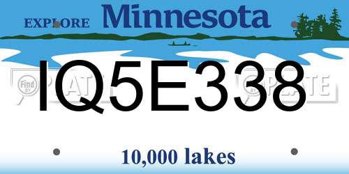 IQ5E338 Minnesota License Plate