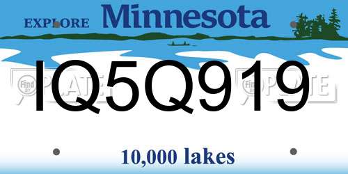 IQ5Q919 Minnesota License Plate