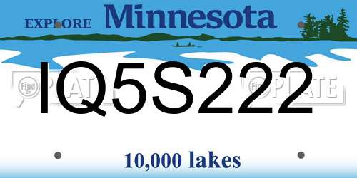 IQ5S222 Minnesota License Plate