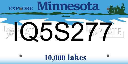 IQ5S277 Minnesota License Plate