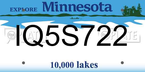 IQ5S722 Minnesota License Plate