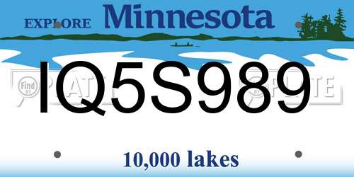 IQ5S989 Minnesota License Plate