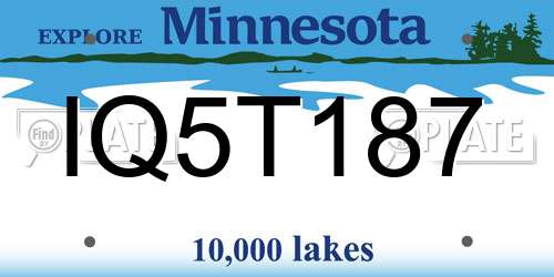 IQ5T187 Minnesota License Plate