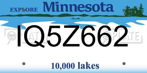 IQ5Z662 Minnesota License Plate