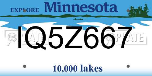 IQ5Z667 Minnesota License Plate