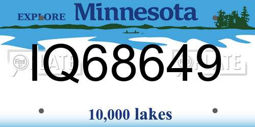 IQ68649 Minnesota License Plate