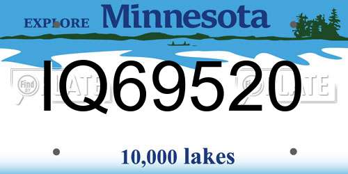 IQ69520 Minnesota License Plate