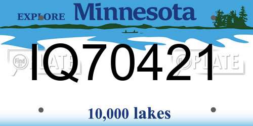 IQ70421 Minnesota License Plate