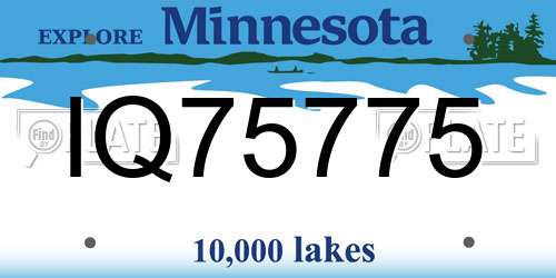 IQ75775 Minnesota License Plate