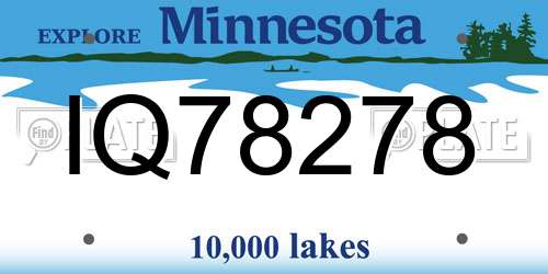 IQ78278 Minnesota License Plate