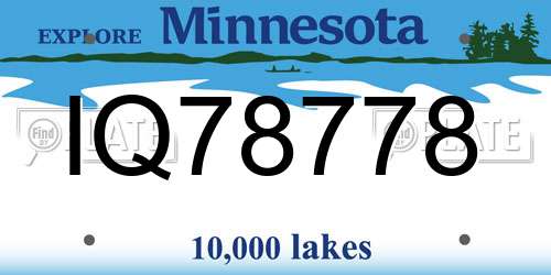 IQ78778 Minnesota License Plate