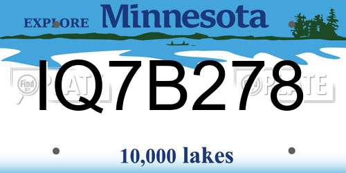 IQ7B278 Minnesota License Plate