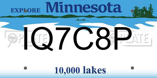 IQ7C8P Minnesota License Plate
