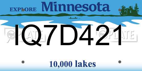 IQ7D421 Minnesota License Plate