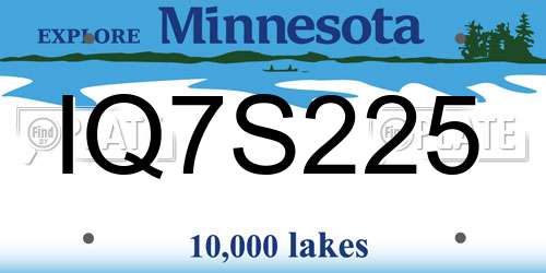 IQ7S225 Minnesota License Plate