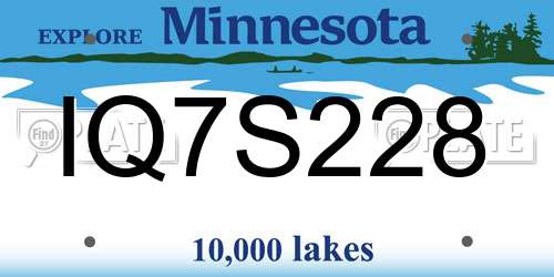 IQ7S228 Minnesota License Plate