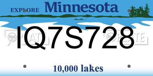 IQ7S728 Minnesota License Plate