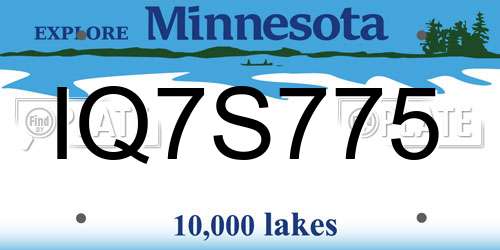 IQ7S775 Minnesota License Plate