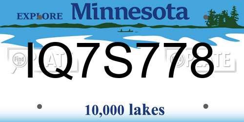 IQ7S778 Minnesota License Plate