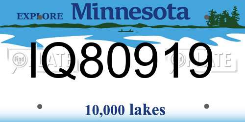 IQ80919 Minnesota License Plate