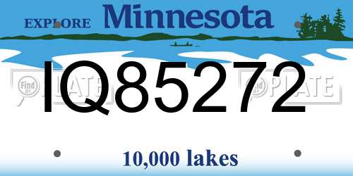 IQ85272 Minnesota License Plate