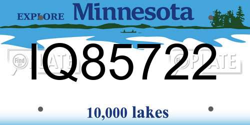 IQ85722 Minnesota License Plate