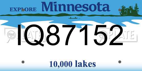 IQ87152 Minnesota License Plate