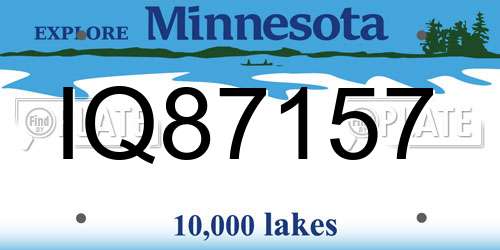 IQ87157 Minnesota License Plate