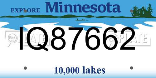 IQ87662 Minnesota License Plate