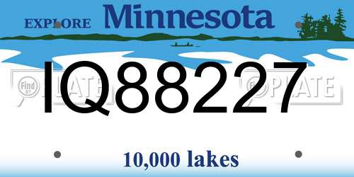 IQ88227 Minnesota License Plate
