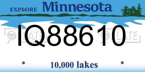 IQ88610 Minnesota License Plate