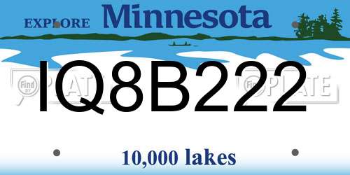 IQ8B222 Minnesota License Plate