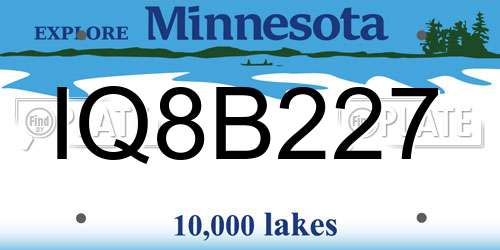 IQ8B227 Minnesota License Plate