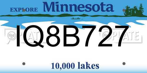 IQ8B727 Minnesota License Plate
