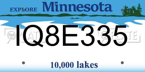 IQ8E335 Minnesota License Plate