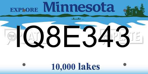 IQ8E343 Minnesota License Plate
