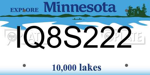 IQ8S222 Minnesota License Plate