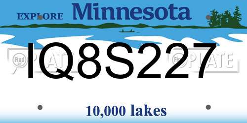 IQ8S227 Minnesota License Plate