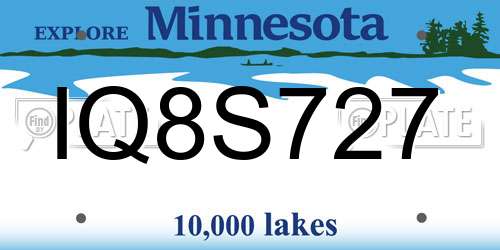 IQ8S727 Minnesota License Plate