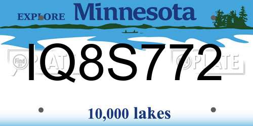 IQ8S772 Minnesota License Plate