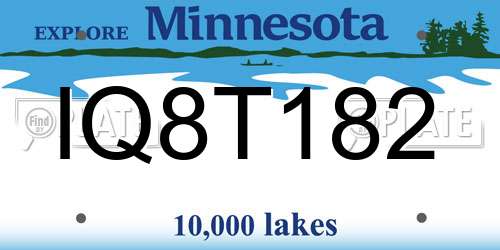IQ8T182 Minnesota License Plate